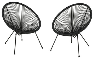 Major Outdoor Hammock Weave Chair With Steel Frame, Set of 2, Black, Black