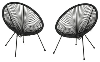 Major Outdoor Hammock Weave Chair with Steel Frame, Set of 2, Black