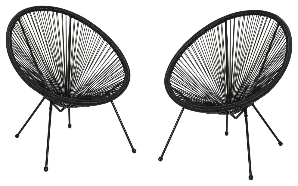 Major Outdoor Hammock Weave Chair with Steel Frame, Set of 2, Black