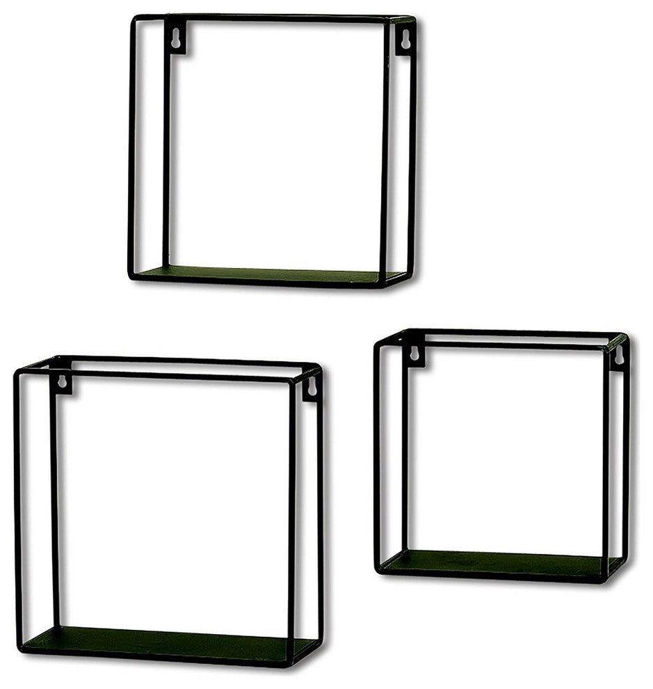 Industrial Chic BoxFloating Shelves, 3 Wall Mounted Pieces