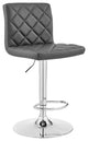 Gray Faux Leather Chrome Base Swivel Adjustable Bar Stool