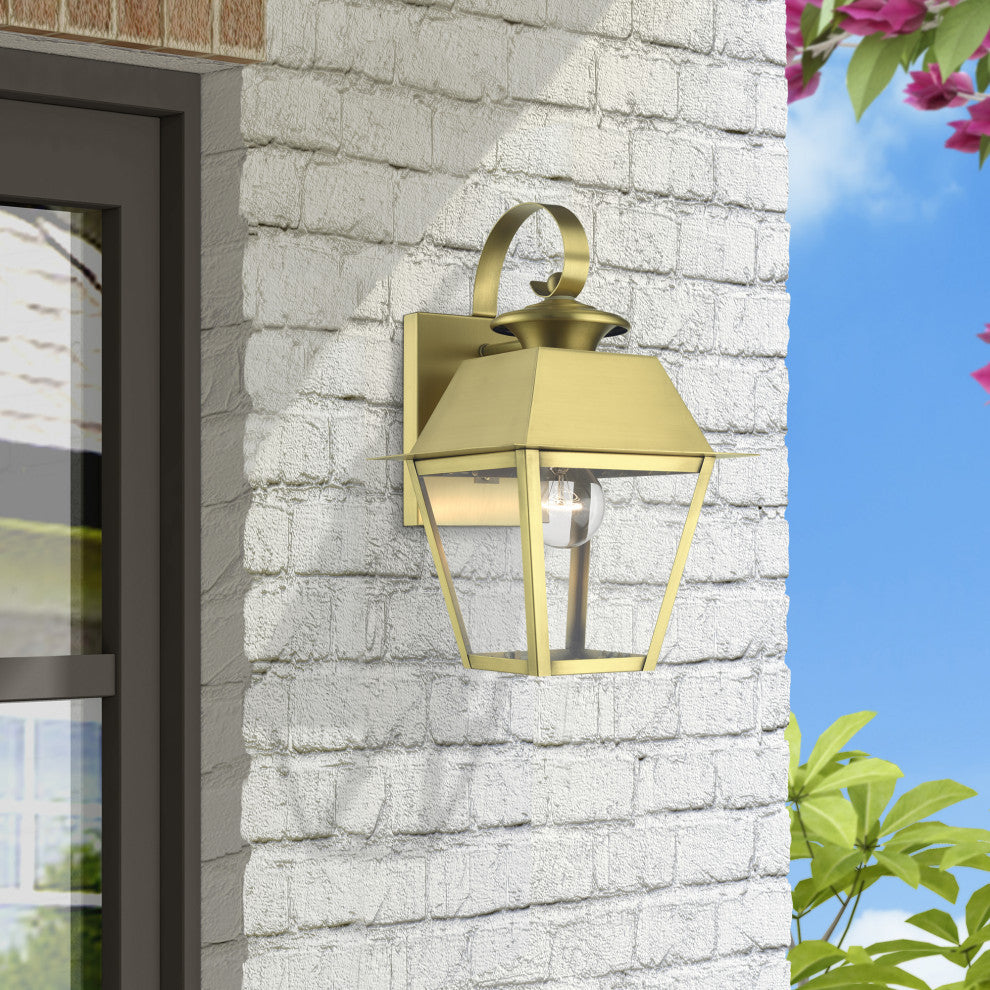 Wentworth 1 Light Natural Brass Outdoor Small Wall Lantern