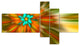 Rotating Bright Fractal Flower, Abstract Canvas Art Print, 60"x32", 5 panels