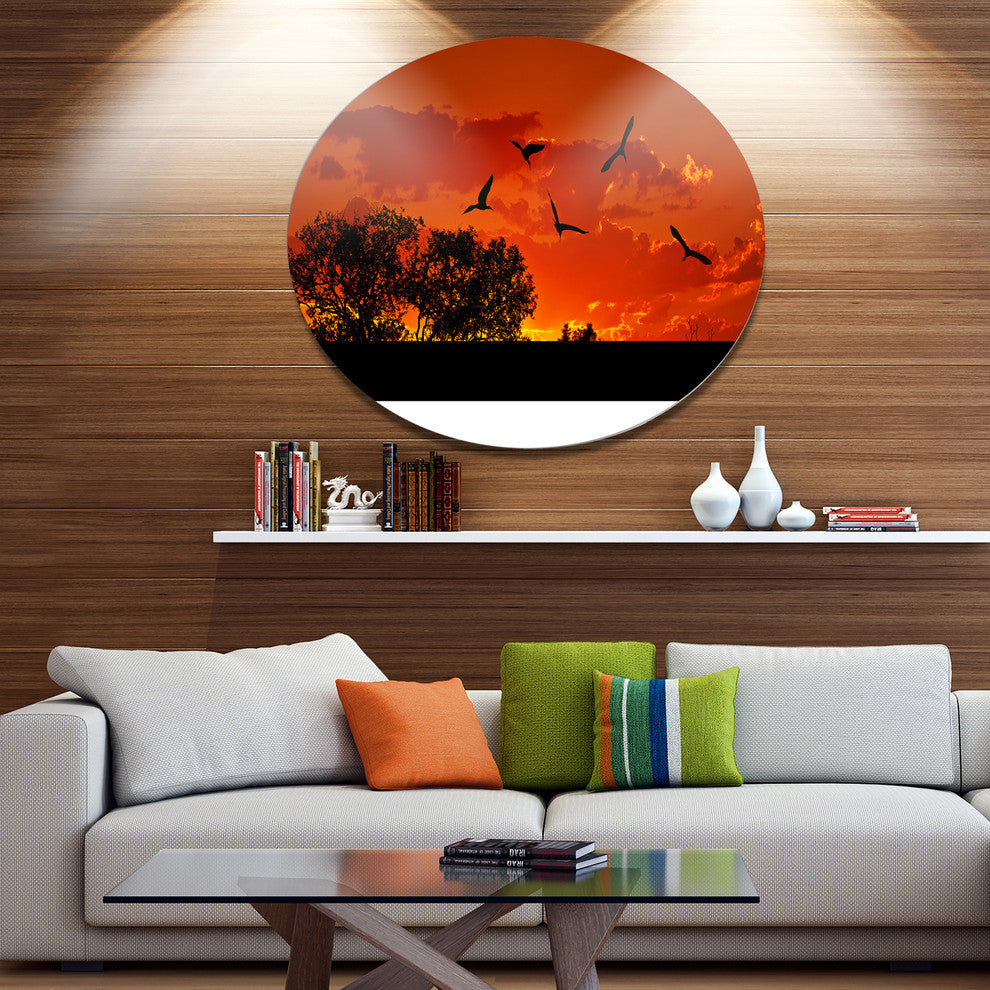 African With Warm Sunset, African Disc Metal Artwork, 23"