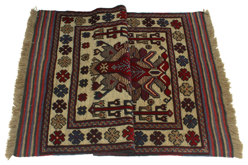 Semi Antique Adem Ivory/Blue Rug, 2'11x4'7