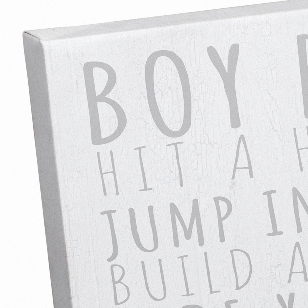 Boy Rules Gray 12x12 Canvas Wall Art