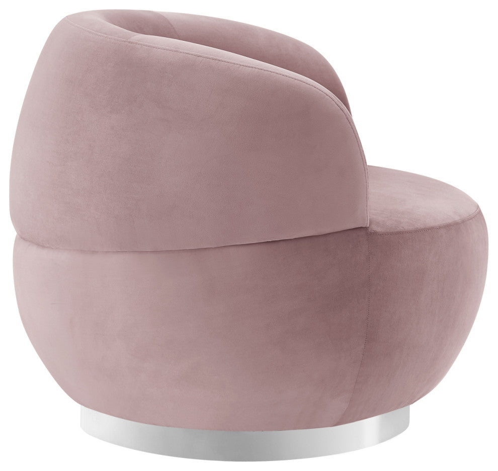 Inspired Home Shaniyah Accent Chair, Swivel, Blush/Chrome Velvet