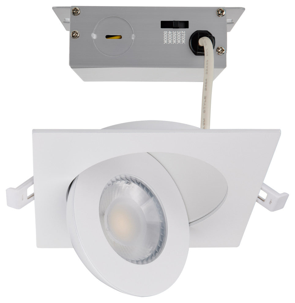 9 Watt - CCT Selectable - LED Direct Wire Downlight - Gimbaled - 4 Inch Square
