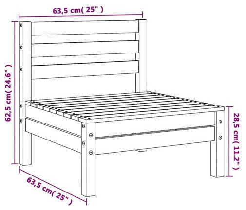 vidaXL Patio Loveseats 2 Pcs Outdoor Sectional Furniture Set Solid Wood Pine