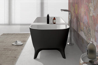 63" Solid Surface Freestanding Bathtub Matte Black Nightshade Series
