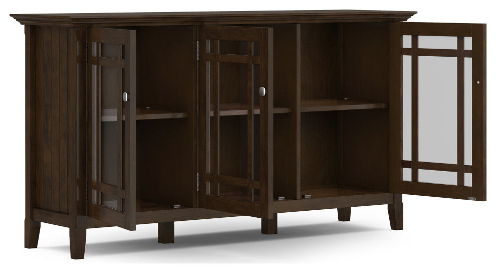 Bedford Solid Wood Wide Storage Cabinet, Dark Tobacco Brown