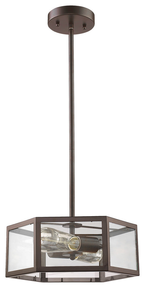 Ironclad 2-Light Rubbed Bronze Convertible Ceiling Mini Pendant