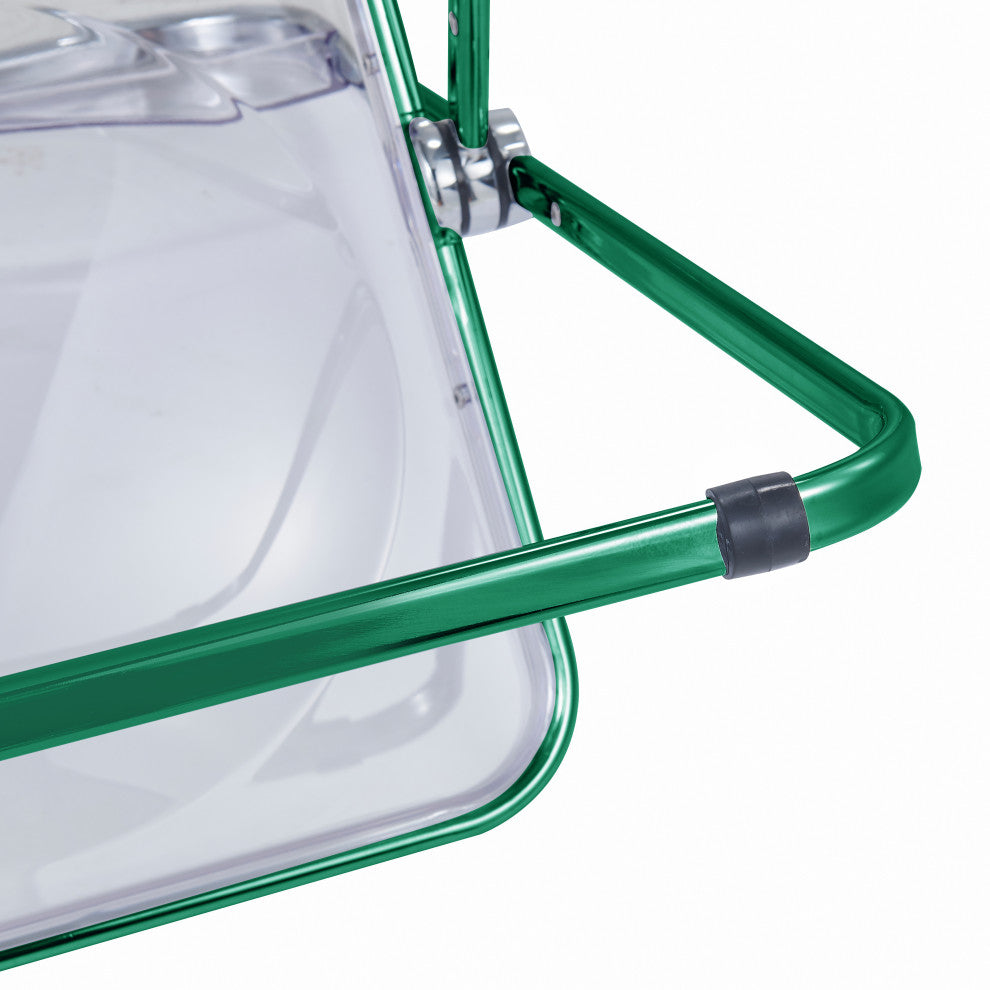 Lawrence Acrylic Folding Chair With Metal Frame, Green