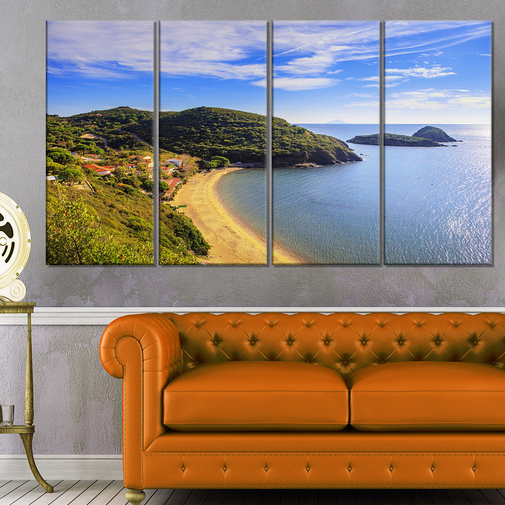 "Innamorata Beach and Gemini Islets" Seashore Wall Art, 4 Panels, 48"x28"