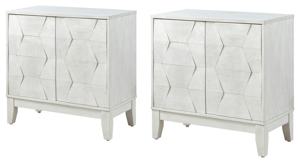 Mabel 2-Door Accent Cabinet With Adjustable Shelves Set of 2, White