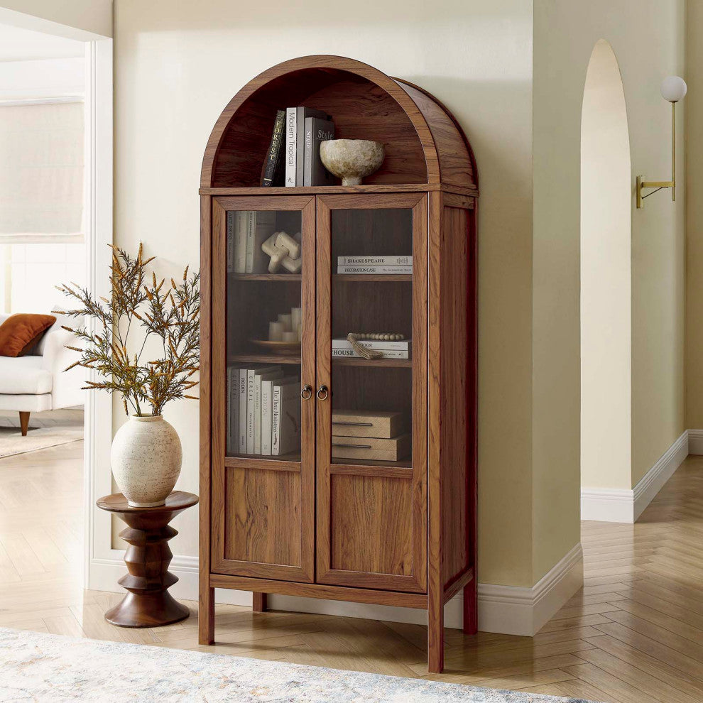 Tessa Tall Storage Display Cabinet - Walnut