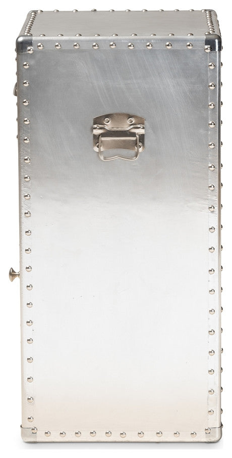 French Industrial Silver Metal 1-Door Accent Storage Cabinet