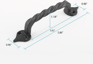 Twisted Black Wrought Iron Cabinet Door Drawer Pull 5 7/8" Total Length