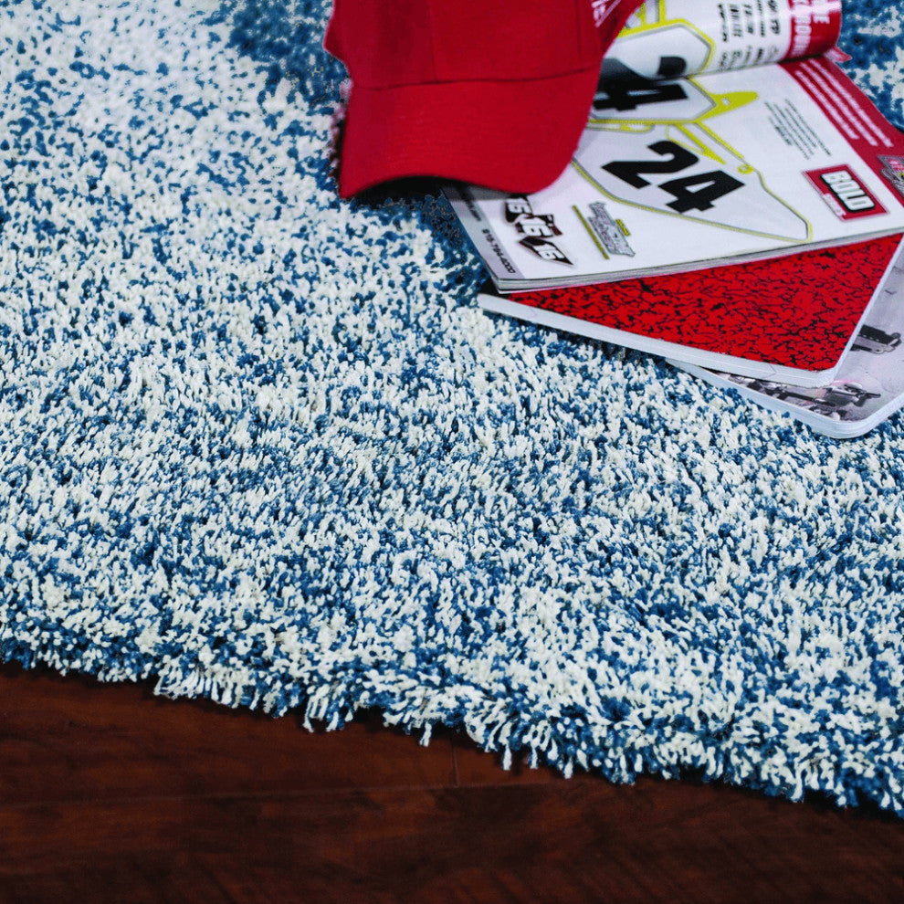 3'X5' Indigo Ivory Heather Indoor Shag Rug