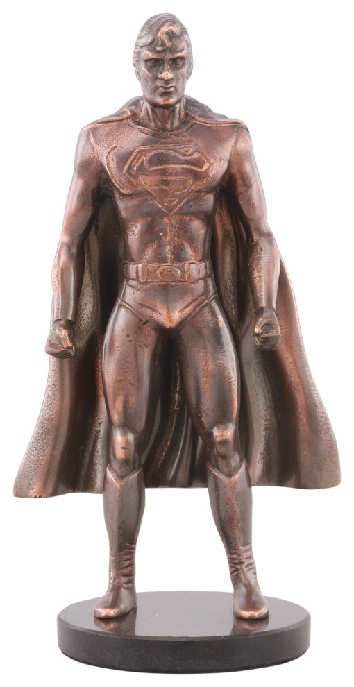 Retro Superhero Statue Bronze - Brown