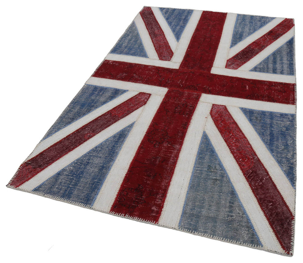 Rug N Carpet - Hand-knotted Turkish 5' 0'' x 7' 11'' Flag Patchwork Rug