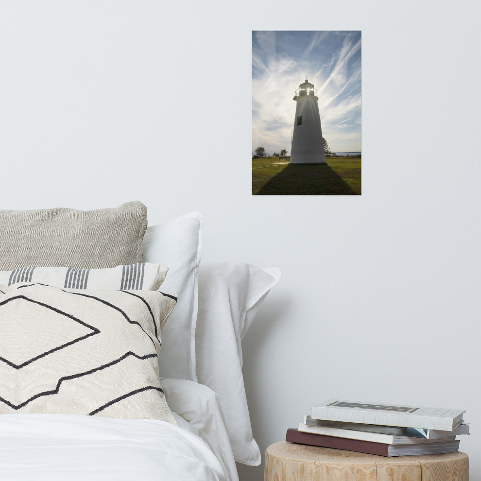 Turkey Point Lighthouse with Sun Flare Unframed Wall Art Prints, 12" X 18"