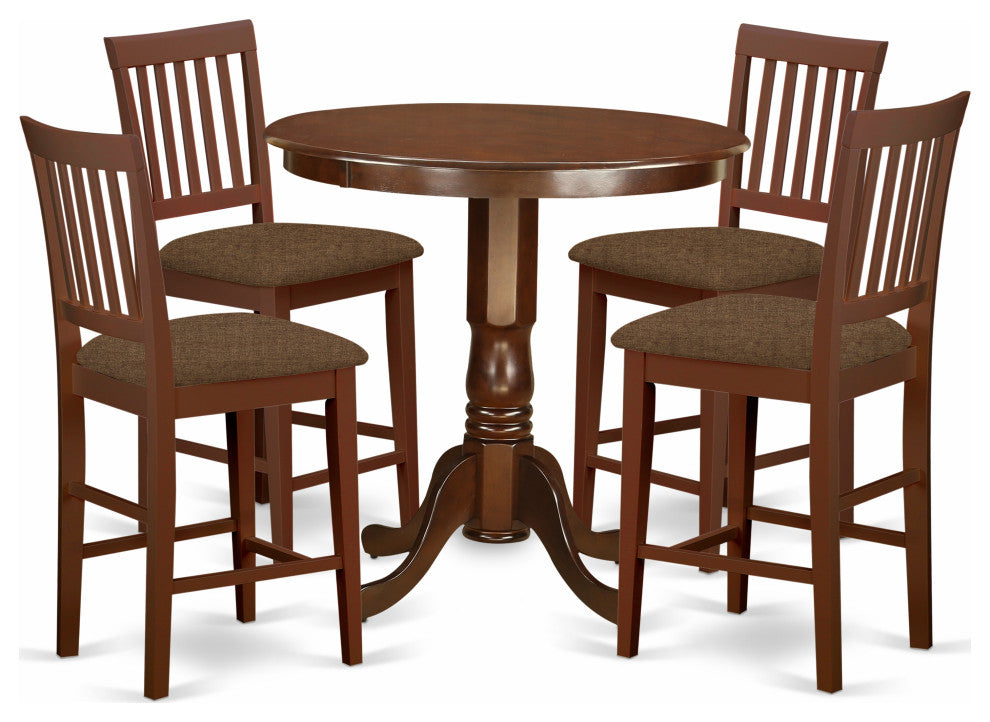 5 Pc Pub Table Set - Counter Height Table And 4 Dining Chairs