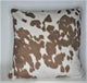 Cowhide Animal Fur Decorative Beige Ivory Throw Pillow, 18"x18"
