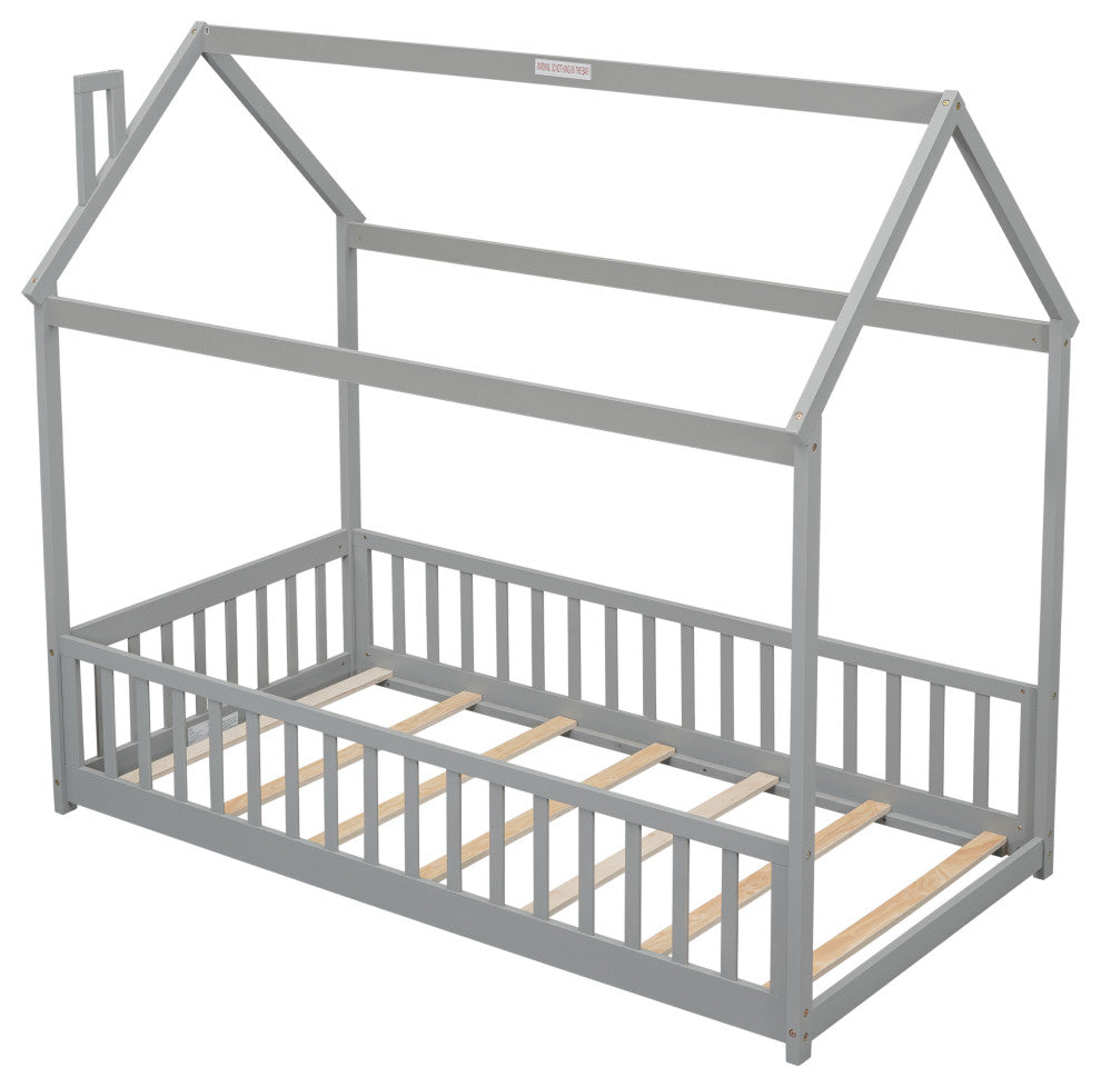 Gewnee Twin House Bed with Guardrails