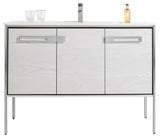 Oakville Bath Vanity, Ceramic Sink, Mild Grey Oak, 48 Inch, Chrome Hardware