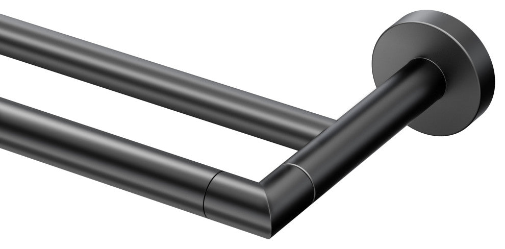 Glam Towel Bar, Matte Black, 24", Double
