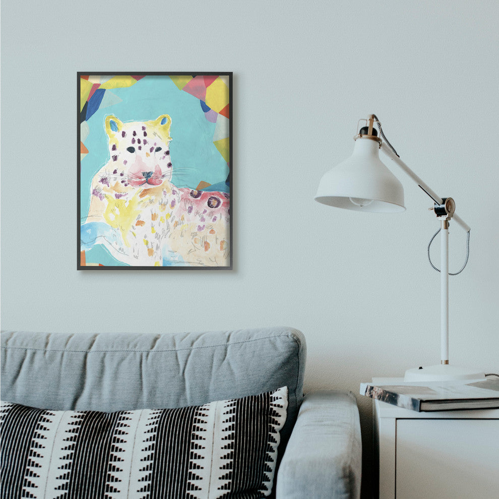 Colorful Leopard Large Cat Animal Rainbow Drawing, 24"x30"