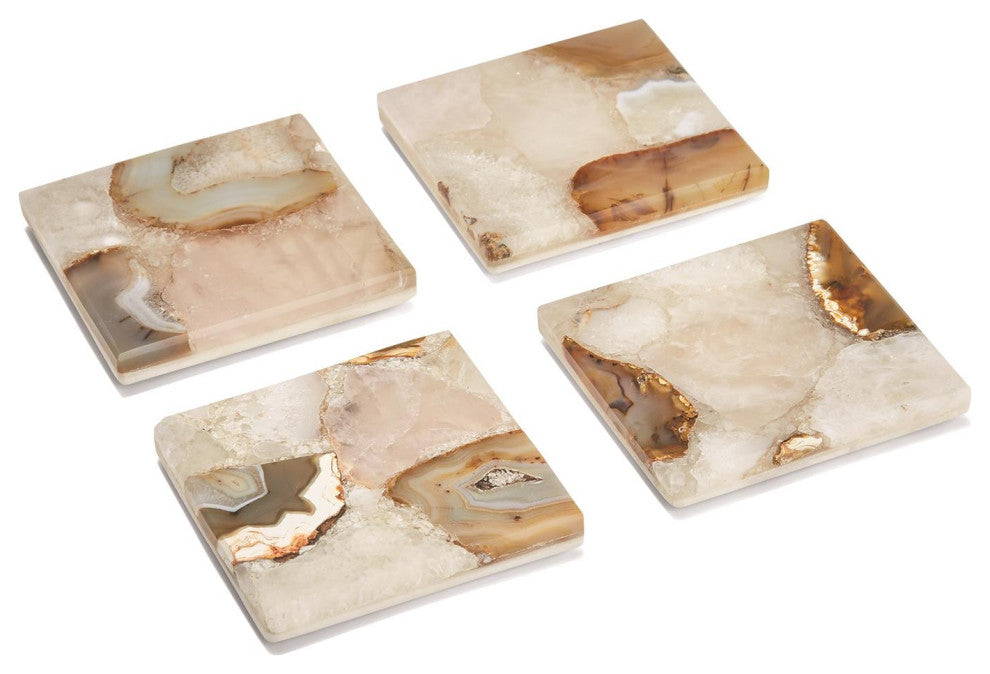 Tozai Home Agate Coasters With Marble Base, Set of 4