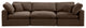 Comfy Upholstered Modular Sofa, Brown, 3-Piece: 1 Armless Chair, 2 Corner Chair, Velvet