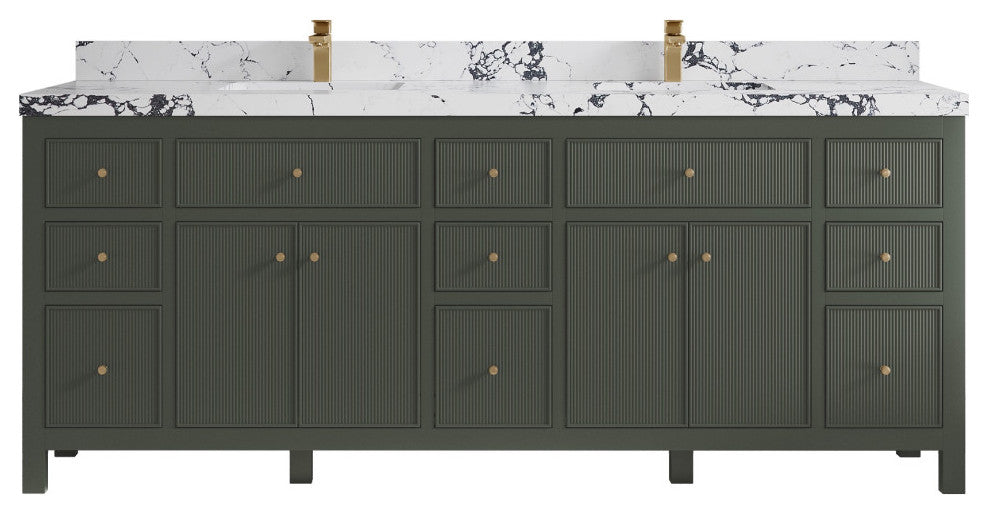 Sonoma 84" Double Sink Bath Vanity in Pewter Green, 2" Viola Night