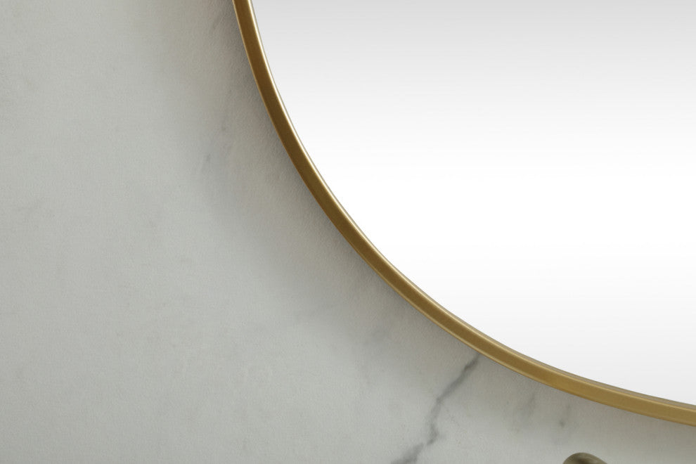 Home Living Metal Frame Oval Mirror 36x60 Inch, Brass