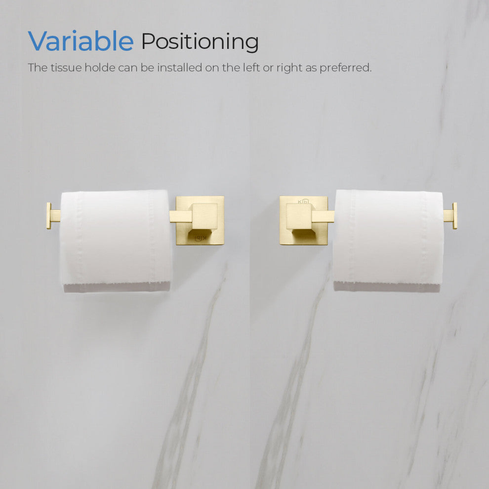 Cube Bathroom Tissue Holder KBA1502, Brush Gold