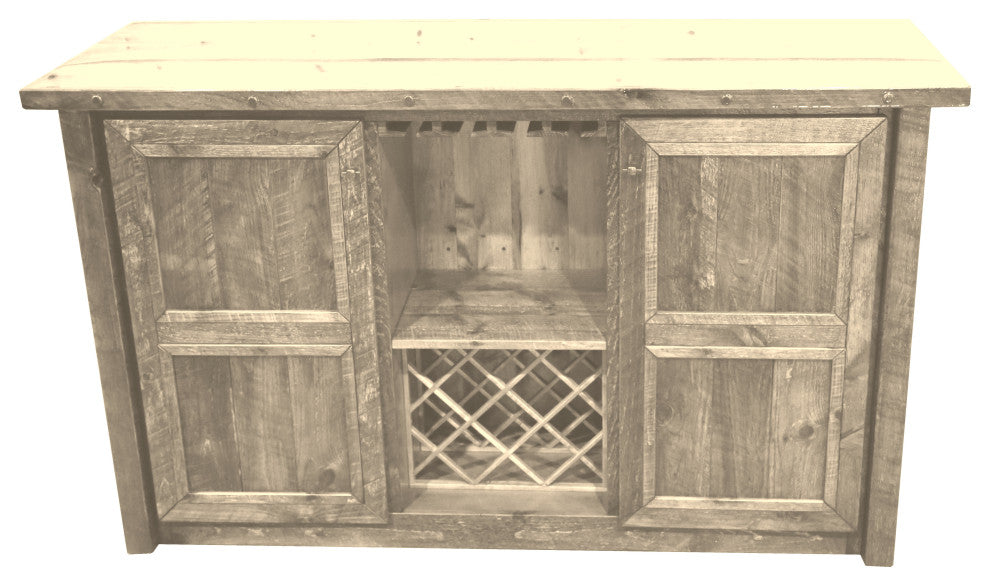 Barnwood Style Timber Peg Freestanding Bar, Frost