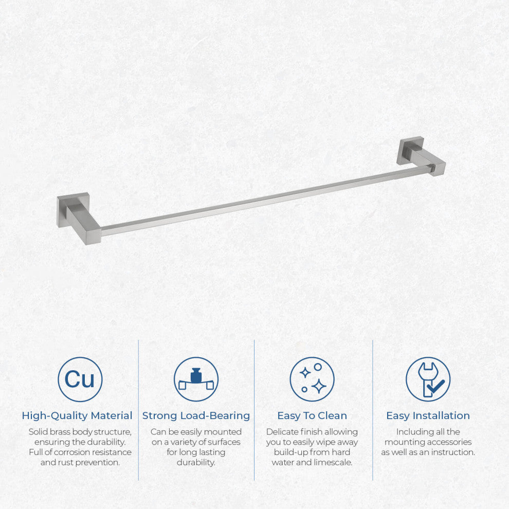 Cube 24" Bathroom Towel Bar KBA1504, Brushed Nickel