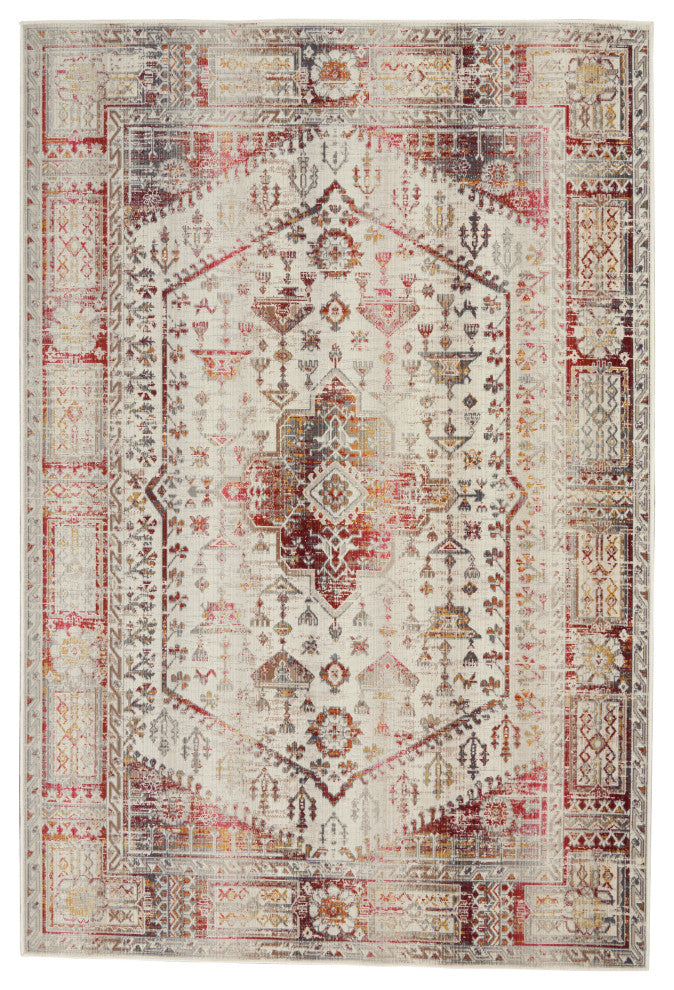 Nourison Vintage Kashan 4' x 6' Ivory Red Vintage Indoor Area Rug