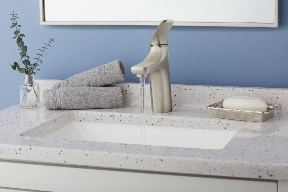Lemora Single Handle Lavatory Faucet w/ Metal Touch-Down Drain Chrome, Brushed Nickel
