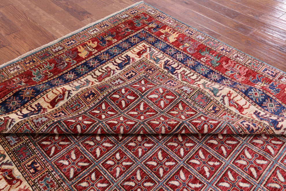 Antiqued Pazyryk Historical Design Handmade Wool Rug 8' 0" X 9' 7" Q7880