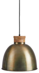 Classic Antique Brass Gold 1 Light Dome Pendant Metal Wood Minimalist