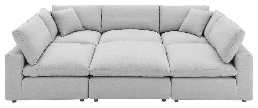 Commix Down Filled Overstuffed 6-Piece Sectional Sofa, Light Gray
