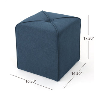 GDF Studio Tammy Fabric Square Ottoman, Navy Blue