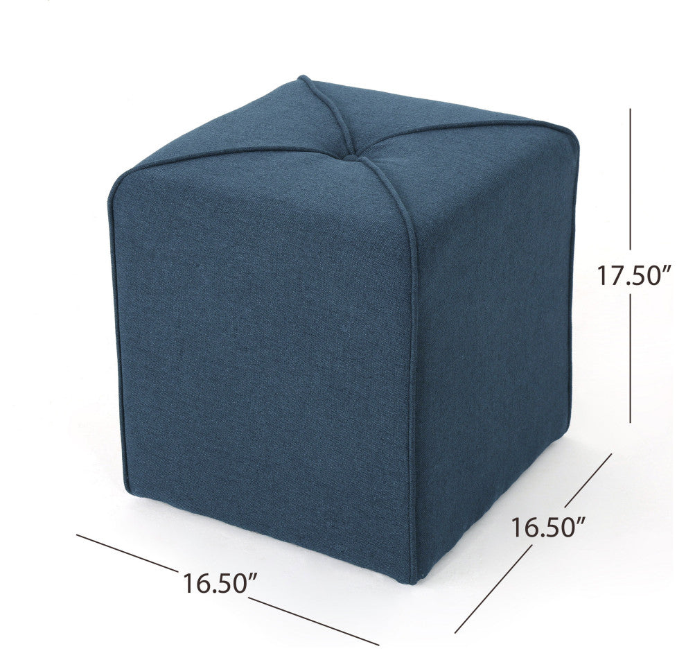 GDF Studio Tammy Fabric Square Ottoman, Navy Blue