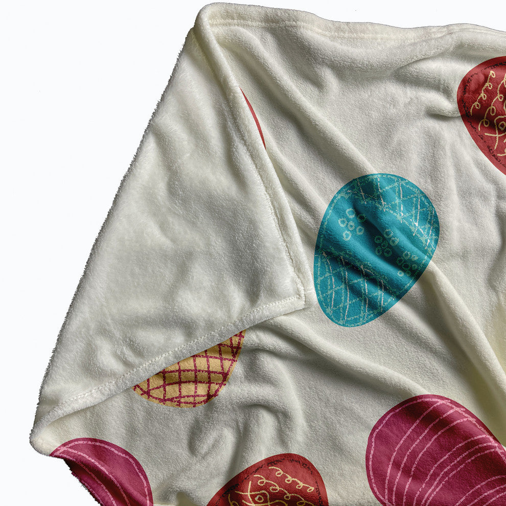 60 x 80 in Egg Hunt Easter Throw Blanket, Whisper White