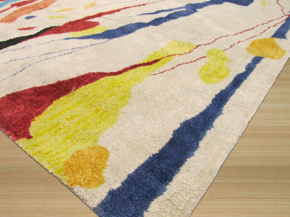 Ivory Contemporary Abstract Bamboo Picaso Area Rug