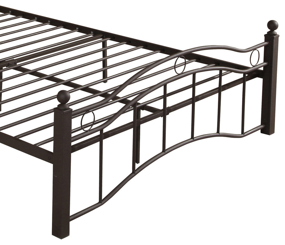 Hallie Contemporary Iron King Bed Frame, Hammered Copper