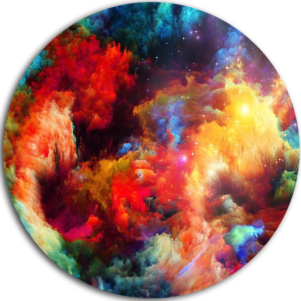Fractal Paint Fusion, Contemporary Art Round Wall Art, 23"